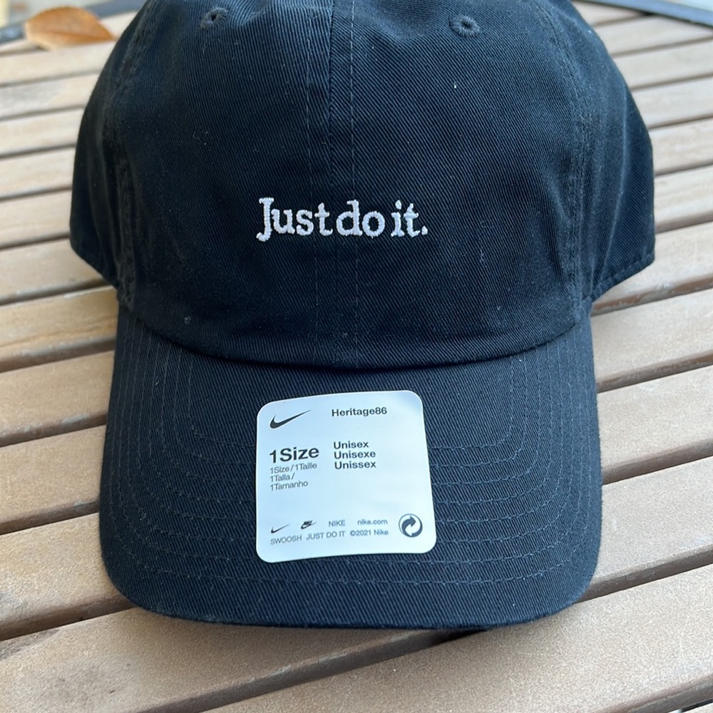 Nike Sportswear Heritage86 Just Do It Black Dad Hat CQ9512 NEW JDI